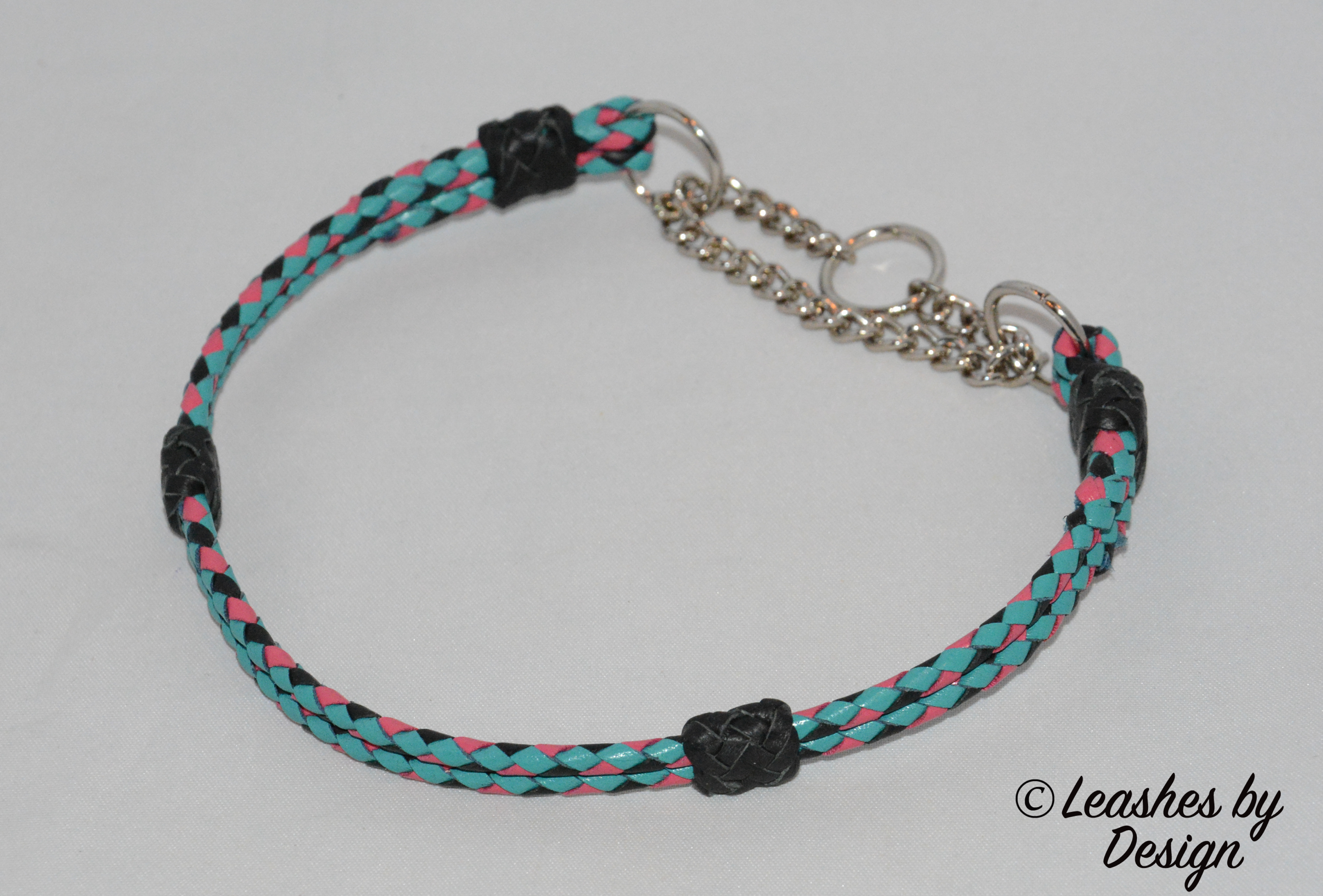  Double 4 strand - turquoise, hot pink and black 